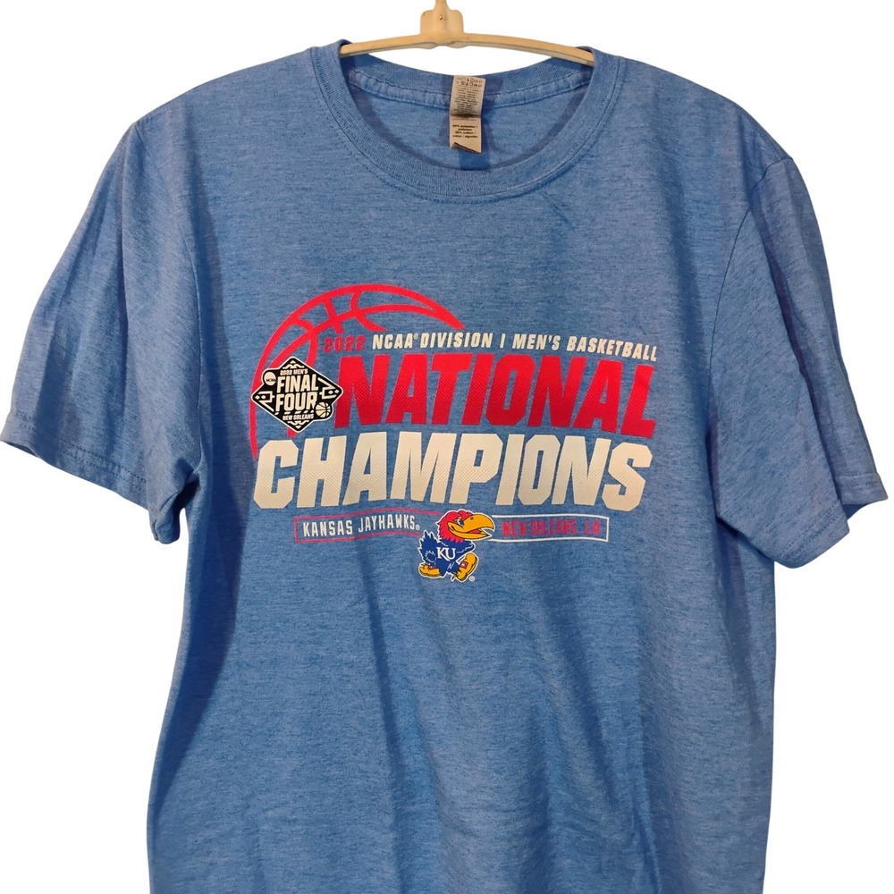 Gildan Softstyle Kansas Jayhawks 2022 NCAA National Champions Blue T-Shirt Men M